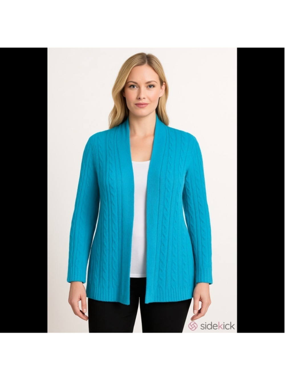 Cyrus Cardigan Sweater Open Front Blue Size L